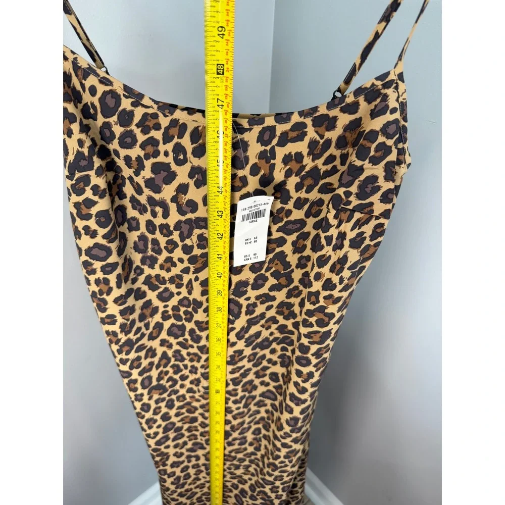 Abercrombie & Fitch Maxi Dress Womens Large Brown Leopard Slip Boho Festival y2k